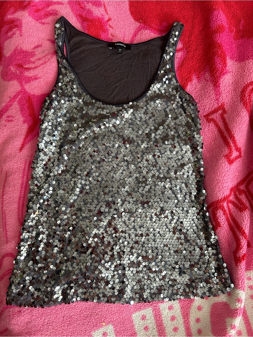 Express Silver Sequin Tank Camisole